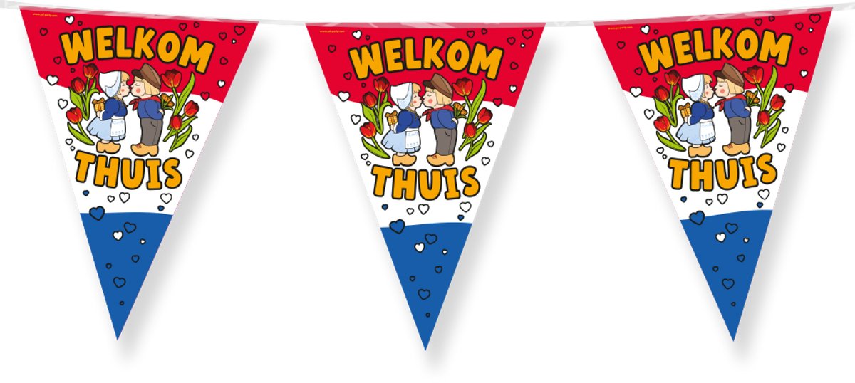 Vlaggenlijn | Set á 3 stuks | Welkom thuis | Holland | 10 meter